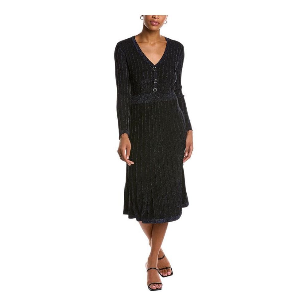 Nanette by Nanette Lepore Gabriella Sweaterdress black with metallic size L NWOT